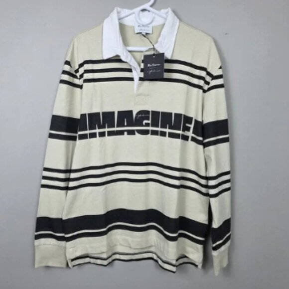 NWT Ben Sherman x John Lennon IMAGINE Rugby Shirt Long Stripe Contrast Collar M - Picture 1 of 7